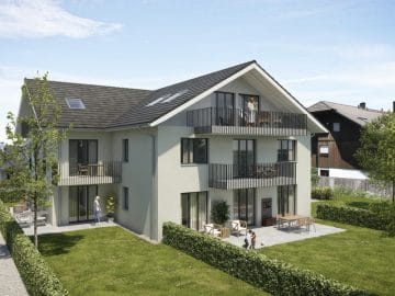 Wohnen mit Stil! Exklusive Neubau 4 ZKB Penthousewohnung mit 3 Balkonen & eigenem Gartenanteil in Taufkirchen - Außenbild 2