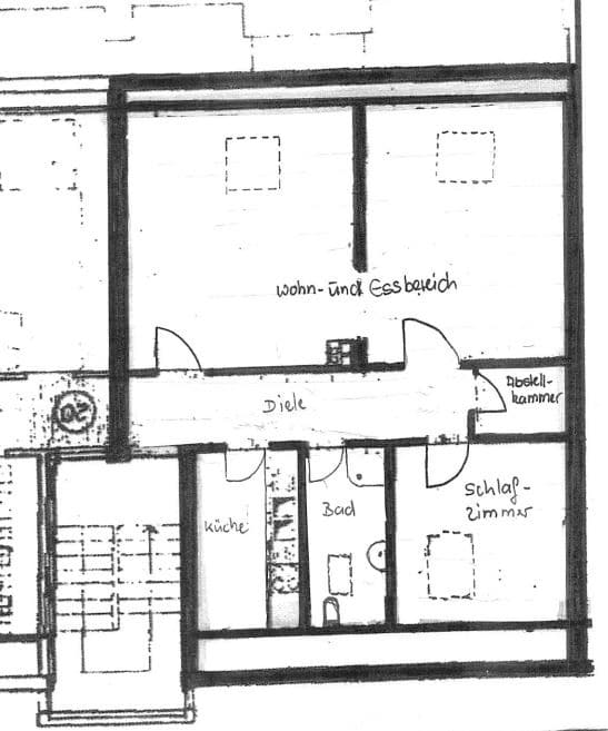 Helle 2,5 Zimmer Dachgeschosswohnung mit Einbauküche in Vaterstetten - Grundriss