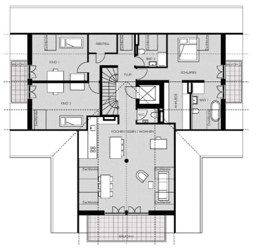 Exklusive 4 ZKB Penthousewohnung mit 3 Balkonen & eigenem Gartenanteil in Taufkirchen - Grundriss_Wohnung