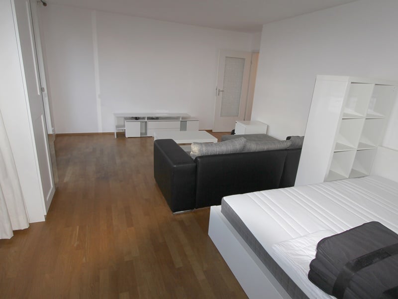 1 Zimmer Appartment mit großer Dachterrasse in zentraler Lage von Taufkirchen - Wohn Schlafbereich
